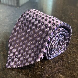 EXPRESS Tie 100% Italian Silk Lavender & Blue Geometric 58.5"L x 3.75"W USA Made